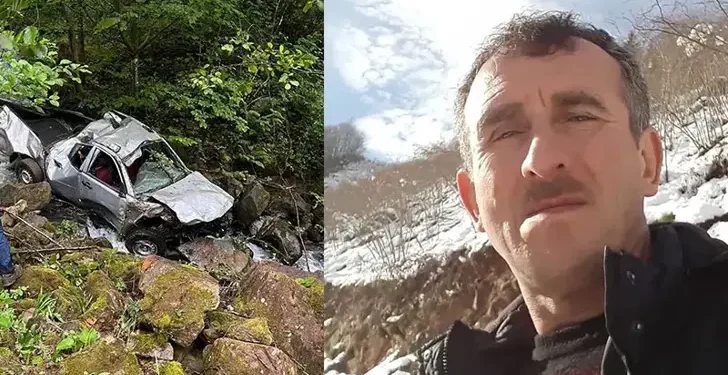 Uçuruma yuvarlanan kamyonetteki karı kocayı ölüm ayırdı