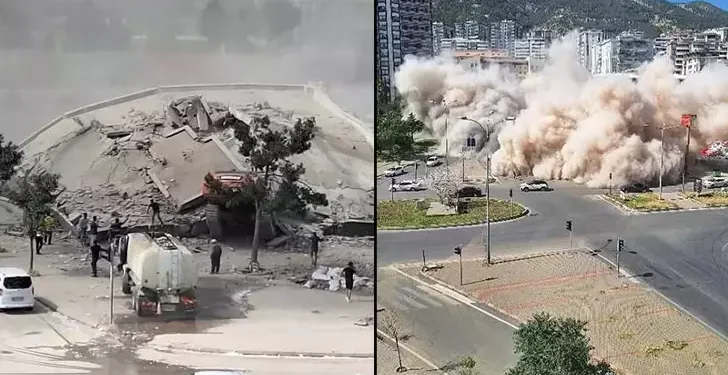 Yıktığı binanın altında kaldı