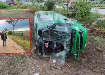 Yolcu otobüsü devrildi; 46 yaralı