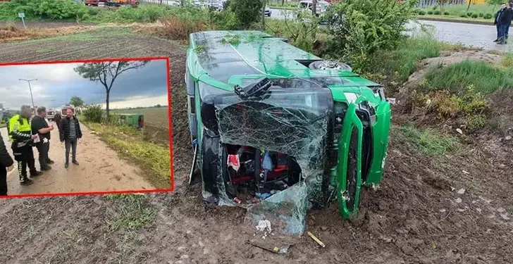 Yolcu otobüsü devrildi; 46 yaralı