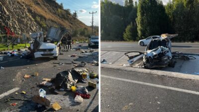 Takla atarak karşı şeride uçan otomobildeki 2 kişi ölü Ankara'nın Mamak ilçesinde kontrolden çıkarak takla atan otomobil karşı şeride