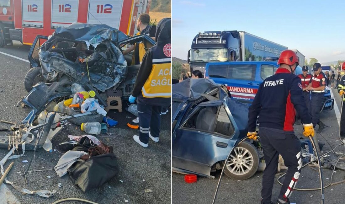 Hurdaya dönen araç anne ve minik yavruya mezar oldu Bolu’nun Gerede ilçesinde otomobil ile otobüsün karıştığı zincirleme kazada anne