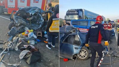 Bolu’nun Gerede ilçesinde otomobil ile otobüsün karıştığı zincirleme kazada anne