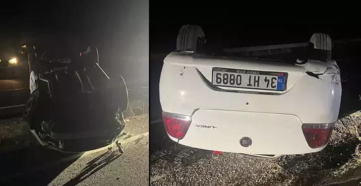 Otomobil su kanalına devrildi