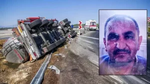 Bariyerlere çarpıp devrilen TIR'ın şoförü yaşamını yitirdi
